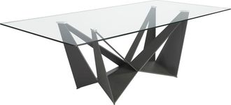 Angel Cerd&aacute; Mesa comedor rectangular cristal templado y acero negro