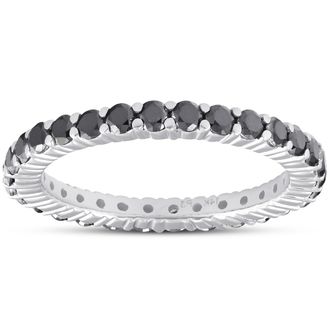 Pompeii3 1 Ct Black Diamond Eternity Ring 14k White Gold