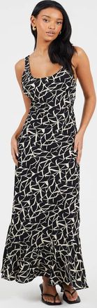 Brave Soul Vestito lungo nero a fiori con spalline sottili e scollo rotondo