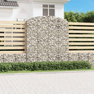 Berkfield Home Arched Gabion Basket 200x50x220/240 cm Galvanised Iron in Silver