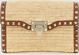 Valentino Garavani Borsa Rockstud in rafia e pelle