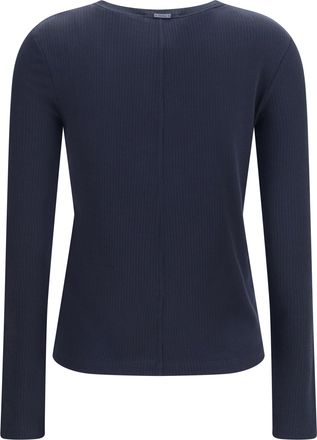 Max Mara Womens Ribbed Long-Sleeve Sweater Blu Marino Lyocell; Silk; Elastane
