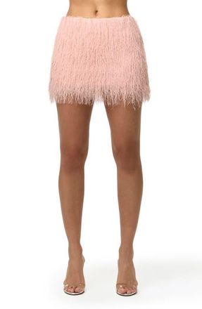 Naked Wardrobe Fringe Miniskirt in Peach at Nordstrom, Size X-Small