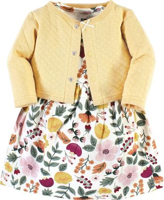 Hudson Baby Quilted Cardigan and Dress in Fall Botanical at Nordstrom, Size 12-18M
