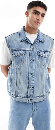 Levi's Gilet in denim stile trucker vestibilità comoda lavaggio chiaro-Blu