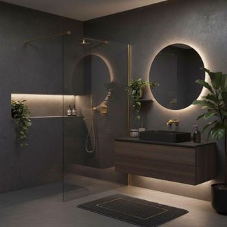 Rea Parete Doccia Fissa Rea Flexi 140 Walk-In Brushed Gold