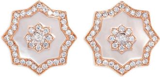 David Morris 18kt rose gold Astra mother-of-pearl and diamond earrings - women - 18kt Gold/White Diamond - One Size - Pink