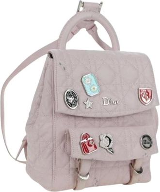 Dior Pre-owned Backpacks, female, Pink, Size: ONE SIZE Pre-owned Vintage Lambskin Backpack