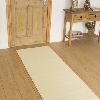 Runrug Hallway Carpet Runner Rug - Soft & Comfy, 9mm - Plain in Cream | Size: 100 cm x 390 cm