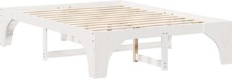 vidaXL Floor Bed Frame with Storage White Solid pine wood Vidaxl