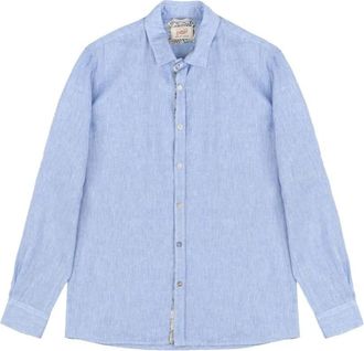 Bob Linnen overhemd met fantasie details - Heren - Casual Overhemden - Blauw - 2XL - Linnen - Overhemden