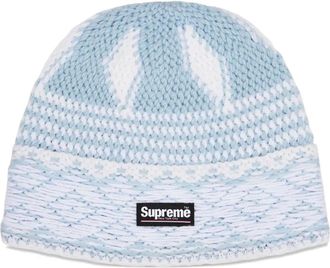 SUPREME logo-patch beanies hat - men - Fabric - One Size - Blue
