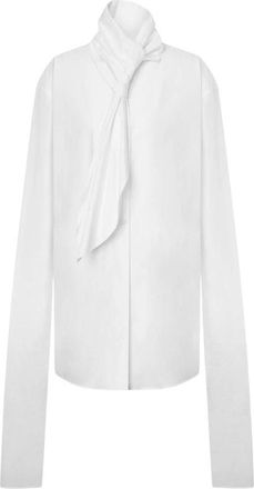 Alberta Ferretti Poplin overhemd van katoen met knoopdetail - Dames - Overhemden - Wit - M - Katoen - Overhemden