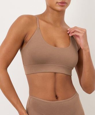 Pact Everyday Strappy Scoop Bralette Made With Organic Cotton in Driftwood Brown at Nordstrom, Size X-Small