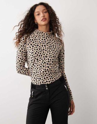 OOSC Top baselayer da donna multicolore con stampa effetto ghepardo