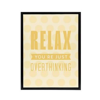 Artery8 Relax You Are Just Overthinking Pastel Polka Dot Framed Canvas Art in Yellow | Size: W24 x H32