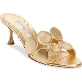 Manolo Blahnik Haribalmu Kitten Heel Sandal in Gold7103 at Nordstrom, Size 10.5Us