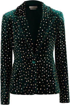 Saiid Kobeisy Green Velvet Beaded Sequined Tailored Jacket