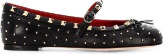 Valentino Schoenen, Dames, Zwart, 41 EU, Leer, Rockstud Ballerina Flats