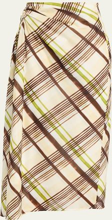 A.L.C. Jean Draped Plaid Midi Skirt