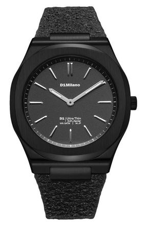D1 Milano Ultra Thin Kevlar Strap Watch, 39mm in Black at Nordstrom