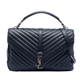 Saint Laurent Pre-owned Handbags, female, Blue, Size: ONE SIZE Pre-owned Leather Shoulder Bag
