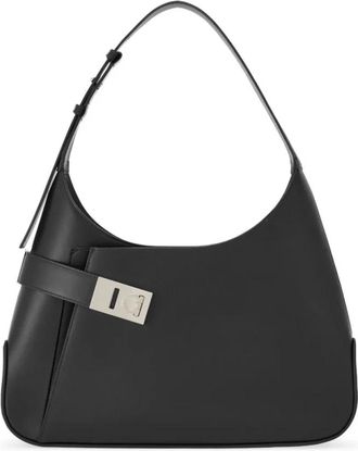 Ferragamo Tassen, Dames, Zwart, ONE Size, Leer, Hobo Gancini-Buckle Schoudertas