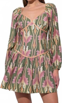 Adelyn Rae Coralie Drop Waist Floral Mini Dress In Olive Multi