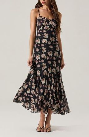 ASTR the Label Maeryn Sweetheart Neck Dress in Black Flrl at Nordstrom Rack, Size Medium