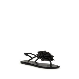 Le Silla Womens Black Calf Leather Bos Taurus Flat Sandals