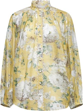Zimmermann Overhemden, Dames, Veelkleurig, M, Gebloemde Zijden Blouse