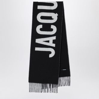 Jacquemus Black Wool Scarf With Logo
