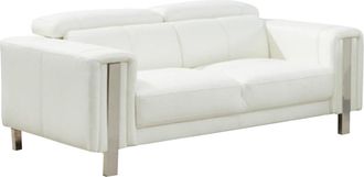 Vente-Unique Sof&aacute; 2 plazas de piel sint&eacute;tica MAROUA - Blanco