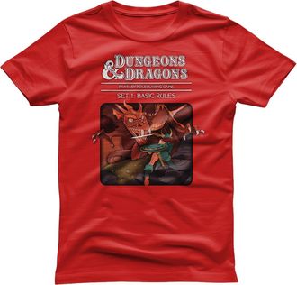 Dungeons & Dragons Officially Licensed Set 1 - Basic Rules Mens T-Shirt (Red), XX-Large