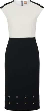 HUGO BOSS Womens Devoka1 Jewel Neck Sleeveless Midi Dress in Black - Size 8 UK