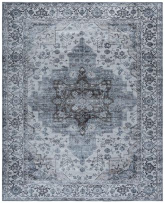 Safavieh Alfombra tradicional de poli&eacute;ster blanco/azul, 244 x 305 cm