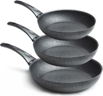 Trade Shop Trade Shop - Set 3 Padelle 22 26 30cm Rivestite Con Diamante Power Padella Antiaderente