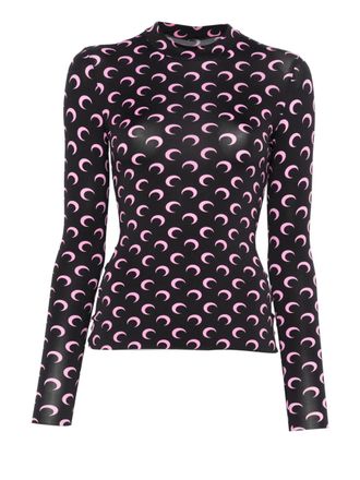 Marine Serre Top met Moon-print - Zwart
