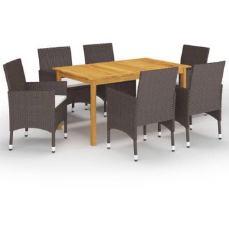 vidaXL Juego De Comedor De Jard&iacute;n De 7 Piezas Marr&oacute;n Vidaxl