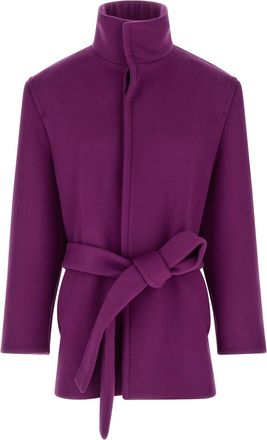 Saint Laurent Double-Face Wool Coat Trench E Impermeabili Viola-Donna