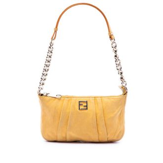 Fendi Pre-owned Fendi Pleated Nubuck FF Chain Pochette Ladies N10RB14BWZPCABFA