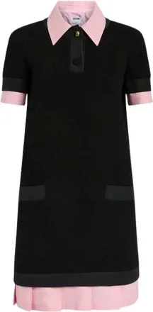 Moschino Kleedjes, Dames, Zwart, L, Wol, Boucl&eacute; Wol Jurk