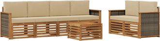 vidaXL Conjunto De Sof&aacute;s De Exterior 7 Uds. Natural Y Beige Vidaxl