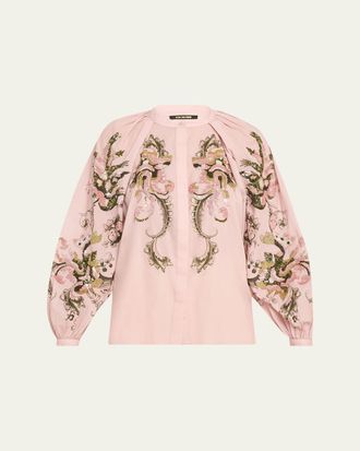 Kobi Halperin Heidi Sequin Floral-Print Blouse