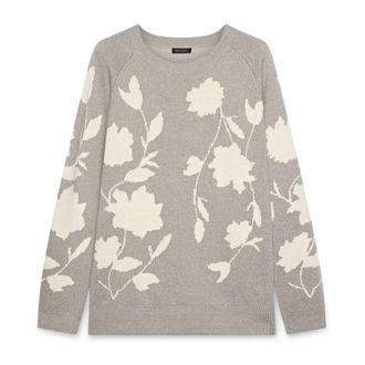 Fiorella Rubino Truien & Vesten, Dames, Grijs, XL, Wol, Trui met bloemenpatroon