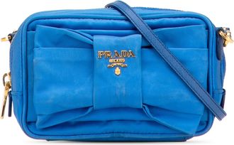 Prada Pre-owned Womens Bow Crossbody Bag - Blue Textile - One Size