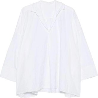 Daniela Gregis Camisa Oversize de Popel&iacute;n con Cuello - Blouses & Shirts - Mujer - Blanco - ONE SIZE