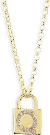 Meshmerise Diamond Padlock Initial Pendant Necklace - 0.12ct. in Yellow-Q at Nordstrom Rack