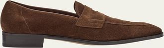 John Lobb Mens James Suede Penny Loafers