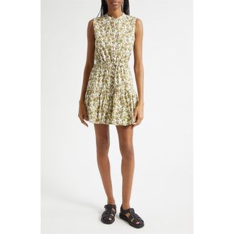 Derek Lam Briar Print Sleeveless Minidress in Green/Pink Floral at Nordstrom, Size 00
